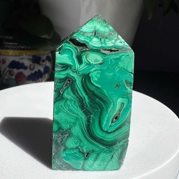 Malachite Crystal Tower with Velvety Druzy - Picture 6 of 13